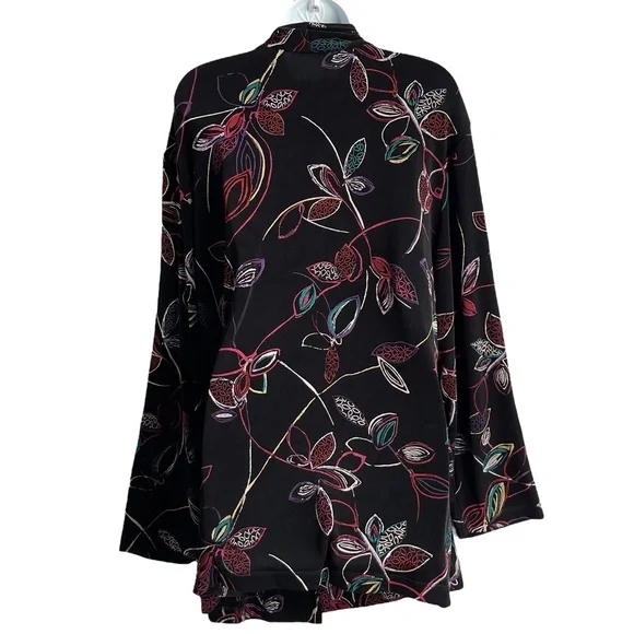 VIKKI VI Floral Slinky Cardigan Plus Size 2X Open Front Oversized Long Sleeve - Picture 3 of 5
